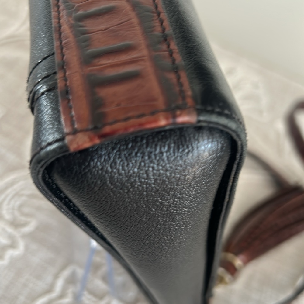 Brahmin Mimosa Tuscan Black/Croc Embossed Trim Crossbody Bag - Picture 14 of 16